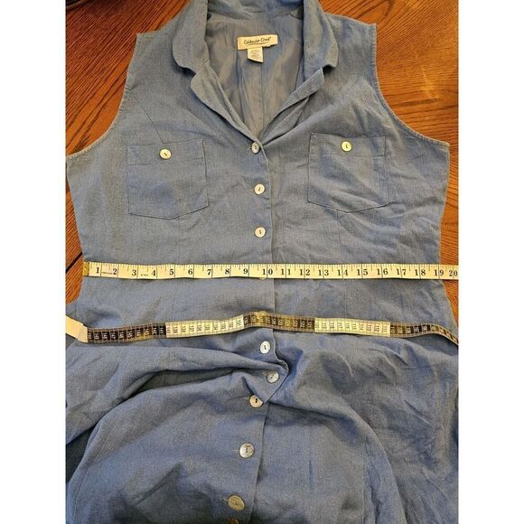 Coldwater Creek Linen Blend Sleeveless Button Front Shirt Dress Lagenlook - Picture 5 of 6